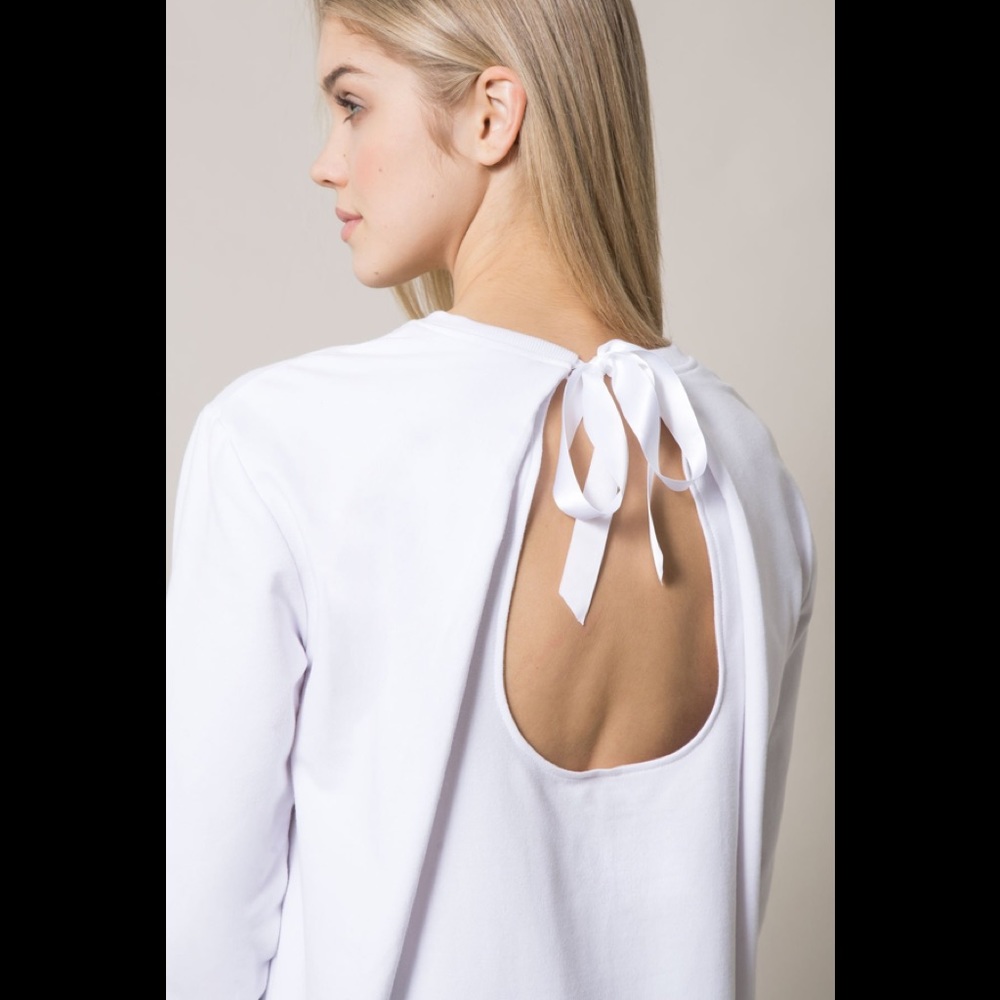 MPG Gala Open Back Sweatshirt - White - Med & Lrg